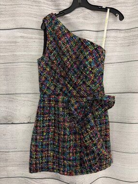 NWT Shoshanna Zoie One-Shoulder Sequin Tweed Mini Dress Size 6
